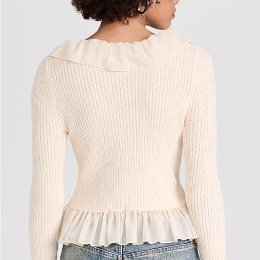 New Moon River Cream Ruffle Knit Top - Picture 4 of 8